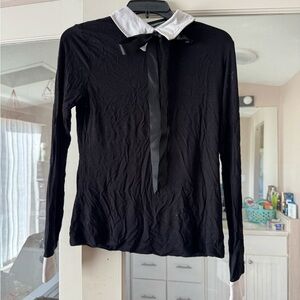 Killstar Black and White Women's Top with Ribbon Detail